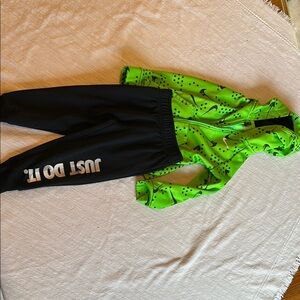 Nike Lime Green and Black Tracksuit